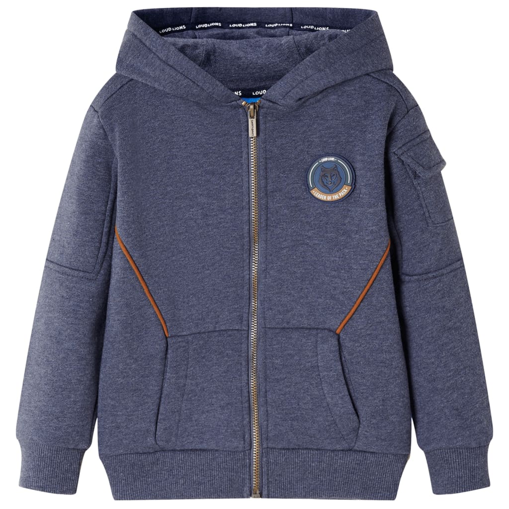 JUNG Vida Kinder-Kapuzenpullover mit Reißverschluss Dunkelblau Melange 104