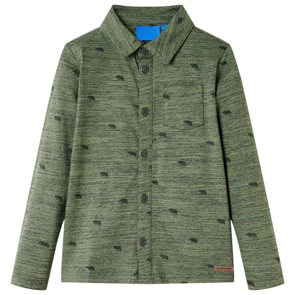 JUNG Vida Kinderhemd Khaki Melange 140