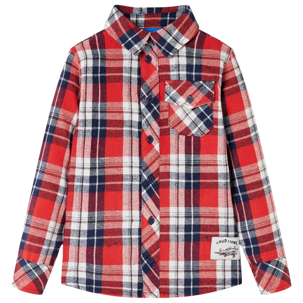 JUNG Vida Kinderhemd Karomuster Rot und Marineblau 92