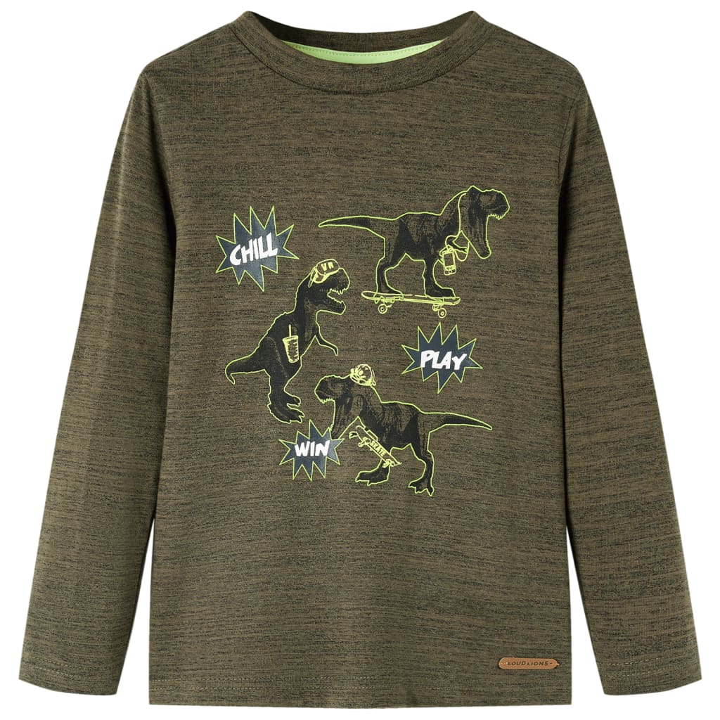 JUNG Vida Kinder-Langarmshirt Dunkles Khaki Melange 92