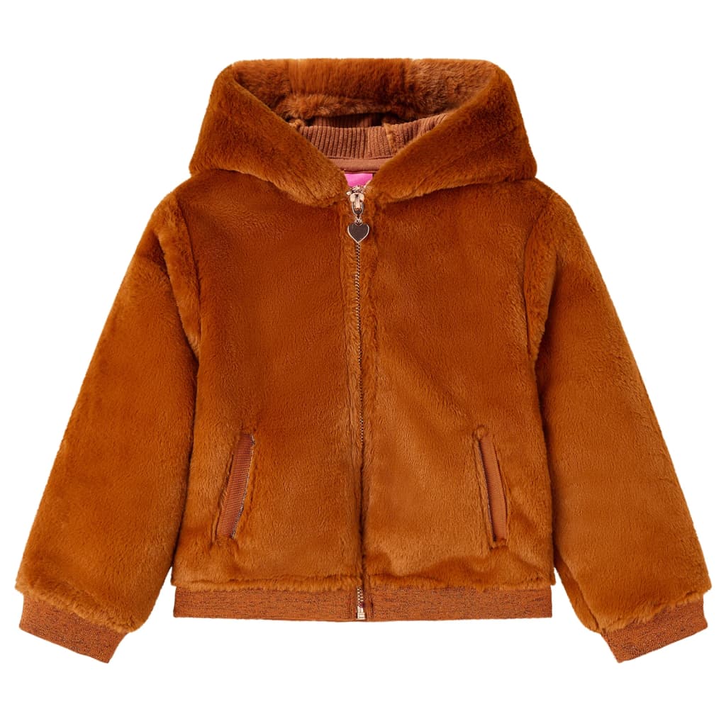 JUNG Vida Kinder-Kapuzenjacke Kunstpelz Cognac 116
