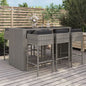 JUNG Vida 7-tlg. Gartenbar-Set mit Kissen Grau Poly Rattan