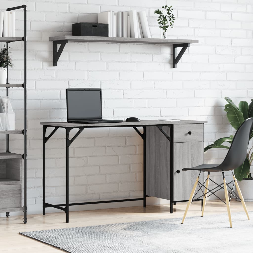 JUNG Vida Computertisch Grau Sonoma 131x48x75 cm Holzwerkstoff