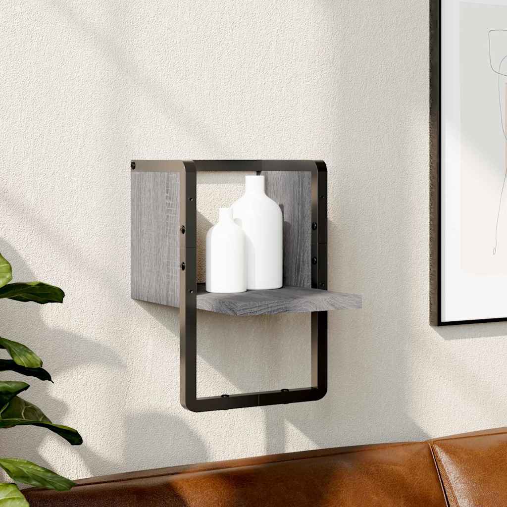 JUNG Vida Wandregal mit Stange Grau Sonoma 20x25x30 cm