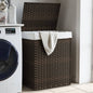 JUNG Vida Wäschekorb mit Deckel Dunkelbraun 46x33x60 cm Poly Rattan