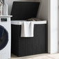 JUNG Vida Wäschekorb mit 2 Fächern Schwarz 53x35x57 cm Poly Rattan