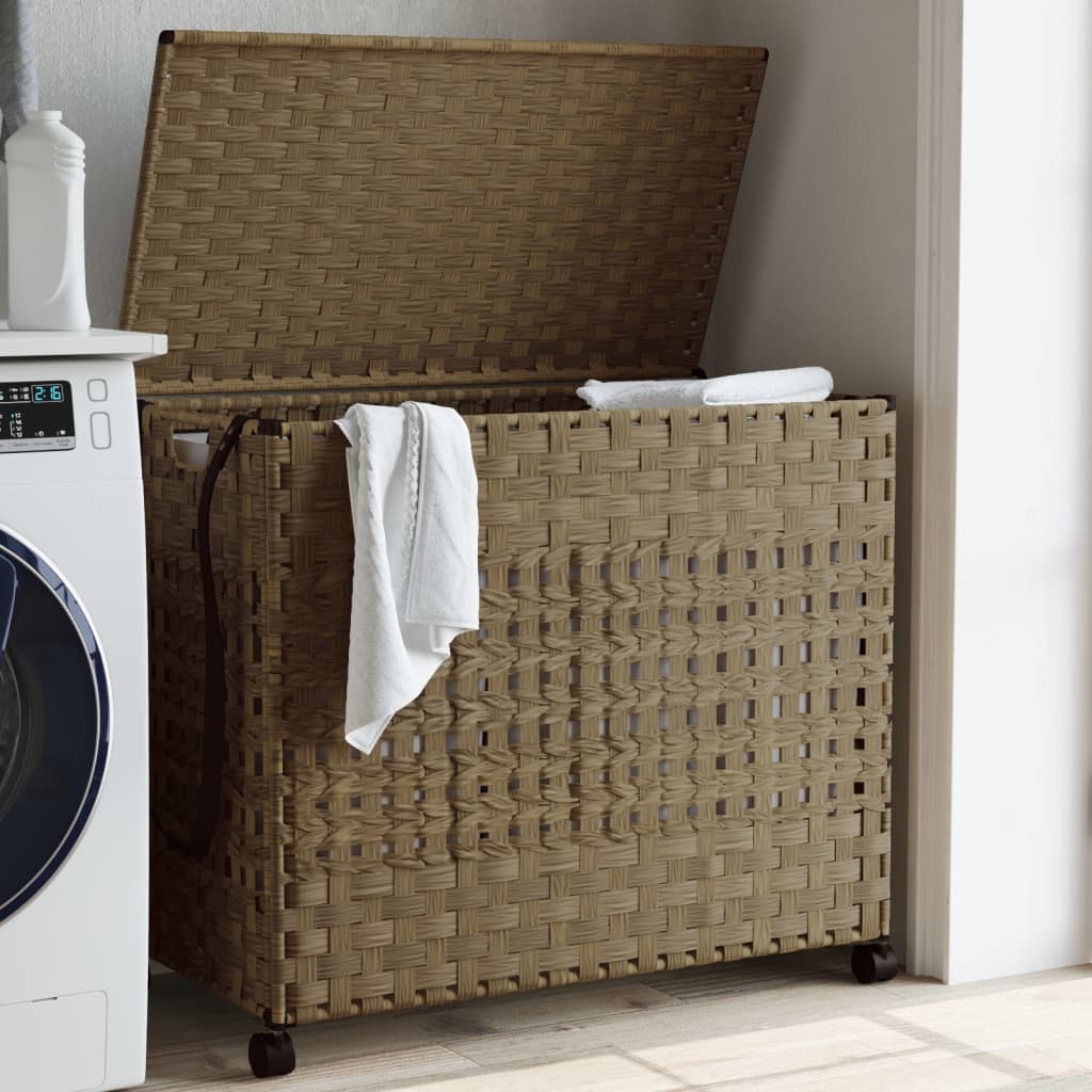 JUNG Vida Wäschekorb mit Rollen 66x35x60 cm Rattan