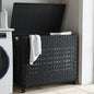 JUNG Vida Wäschekorb mit Rollen Schwarz 66x35x60 cm Rattan