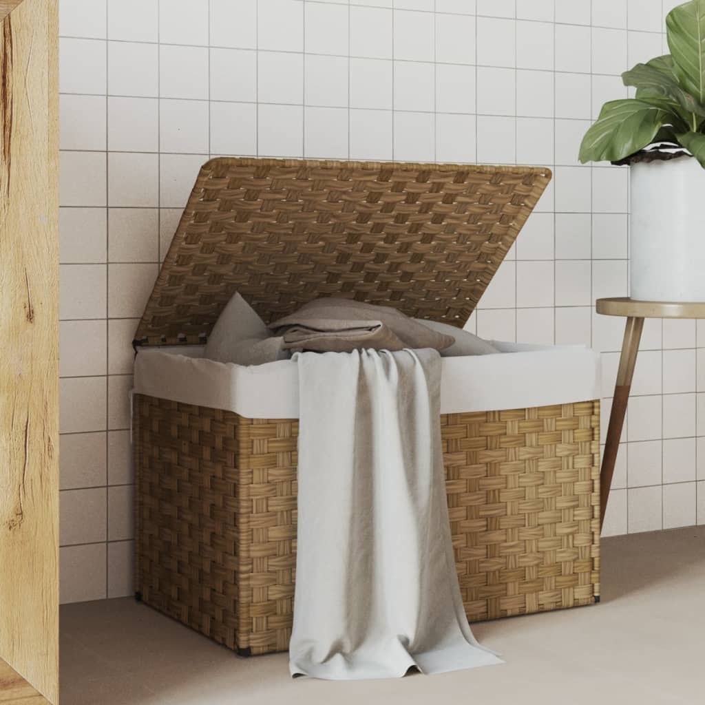 JUNG Vida Wäschekorb mit Deckel 55,5x35x34 cm Poly Rattan