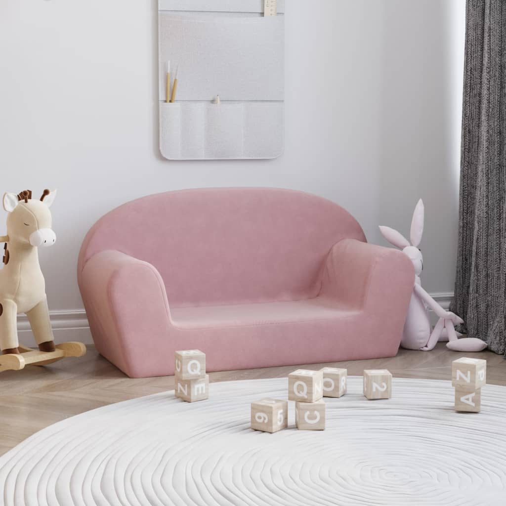 JUNG Vida Kindersofa 2-Sitzer Rosa Weich Plüsch