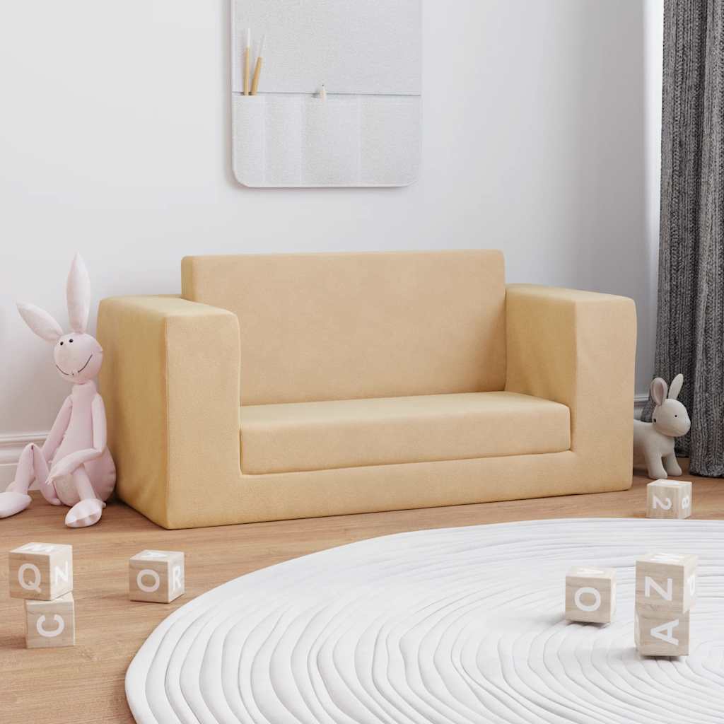 JUNG Vida Kinder-Schlafsofa 2-Sitzer Creme Weicher Plüsch