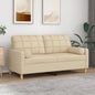 JUNG Vida 2-Sitzer-Sofa mit Zierkissen Creme 140 cm Stoff