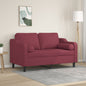 JUNG Vida 2-Sitzer-Sofa mit Zierkissen Weinrot 120 cm Stoff