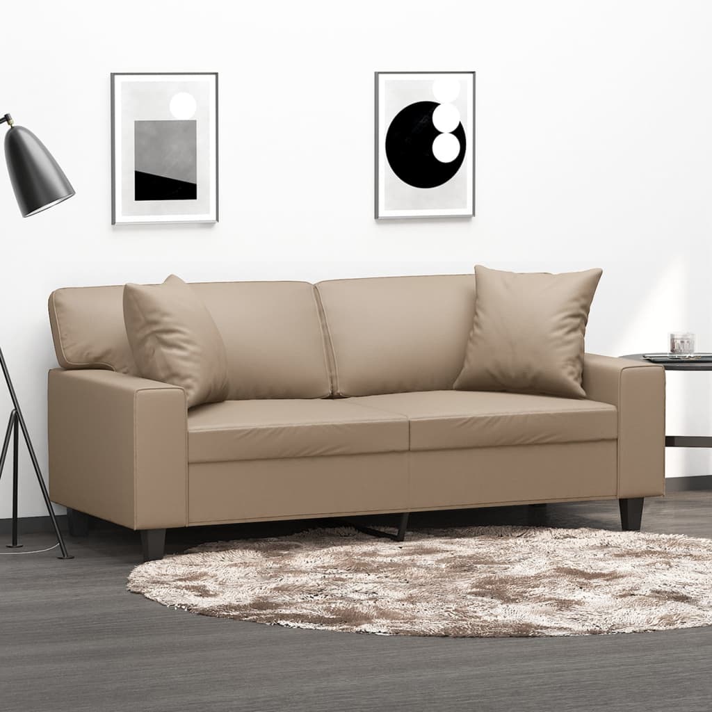 JUNG Vida 2-Sitzer-Sofa mit Zierkissen Cappuccino-Braun 140 cm Kunstleder