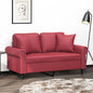 JUNG Vida 2-Sitzer-Sofa mit Zierkissen Weinrot 120 cm Kunstleder