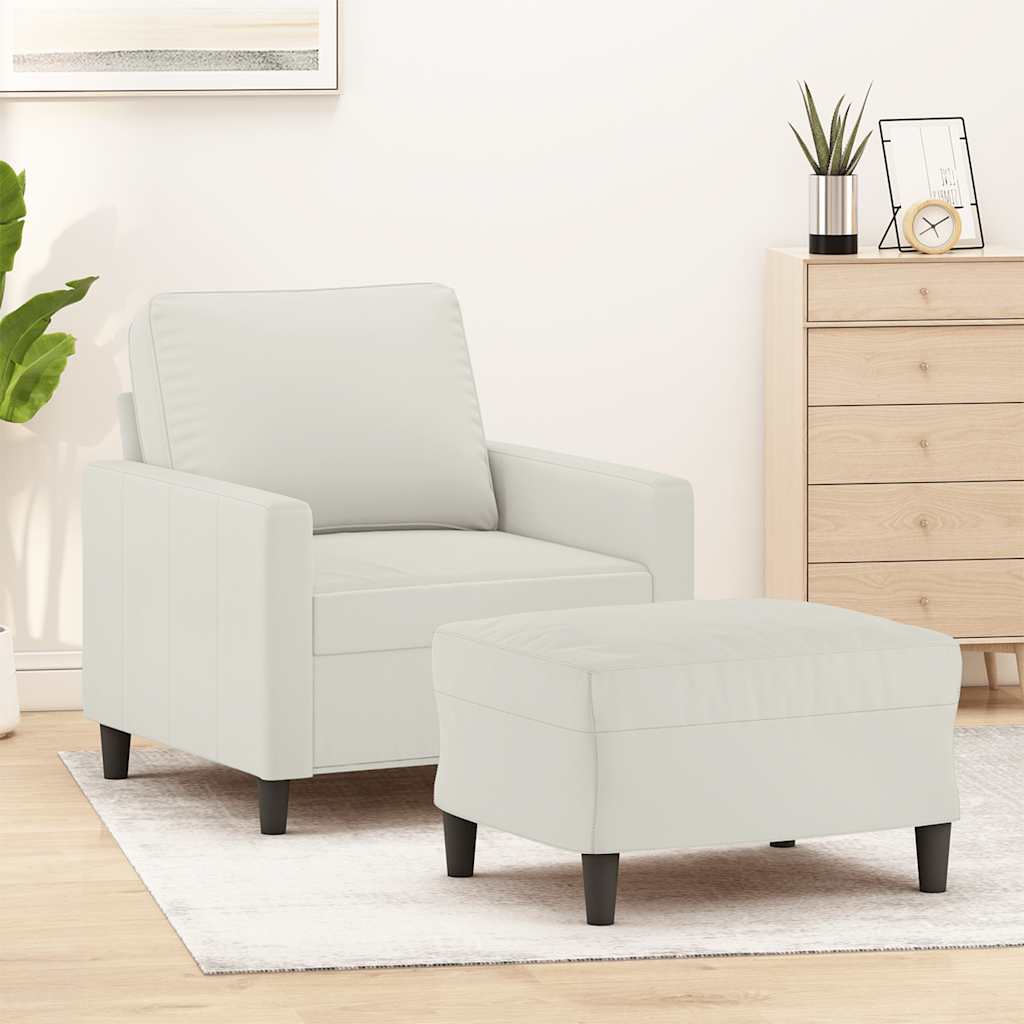 JUNG Vida Sessel mit Hocker Creme 60 cm Samt