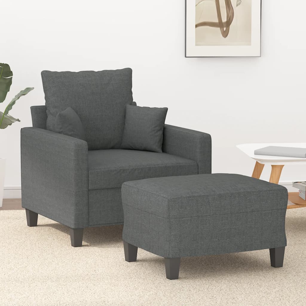 JUNG Vida Sessel mit Hocker Dunkelgrau 60 cm Stoff