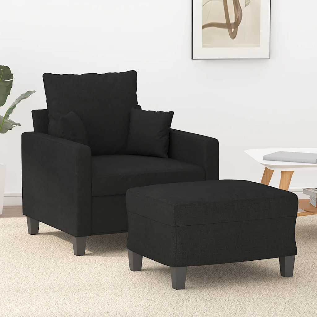 JUNG Vida Sessel mit Hocker Schwarz 60 cm Stoff