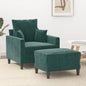 JUNG Vida Sessel mit Hocker Dunkelgrün 60 cm Samt