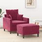 JUNG Vida Sessel mit Hocker Weinrot 60 cm Samt