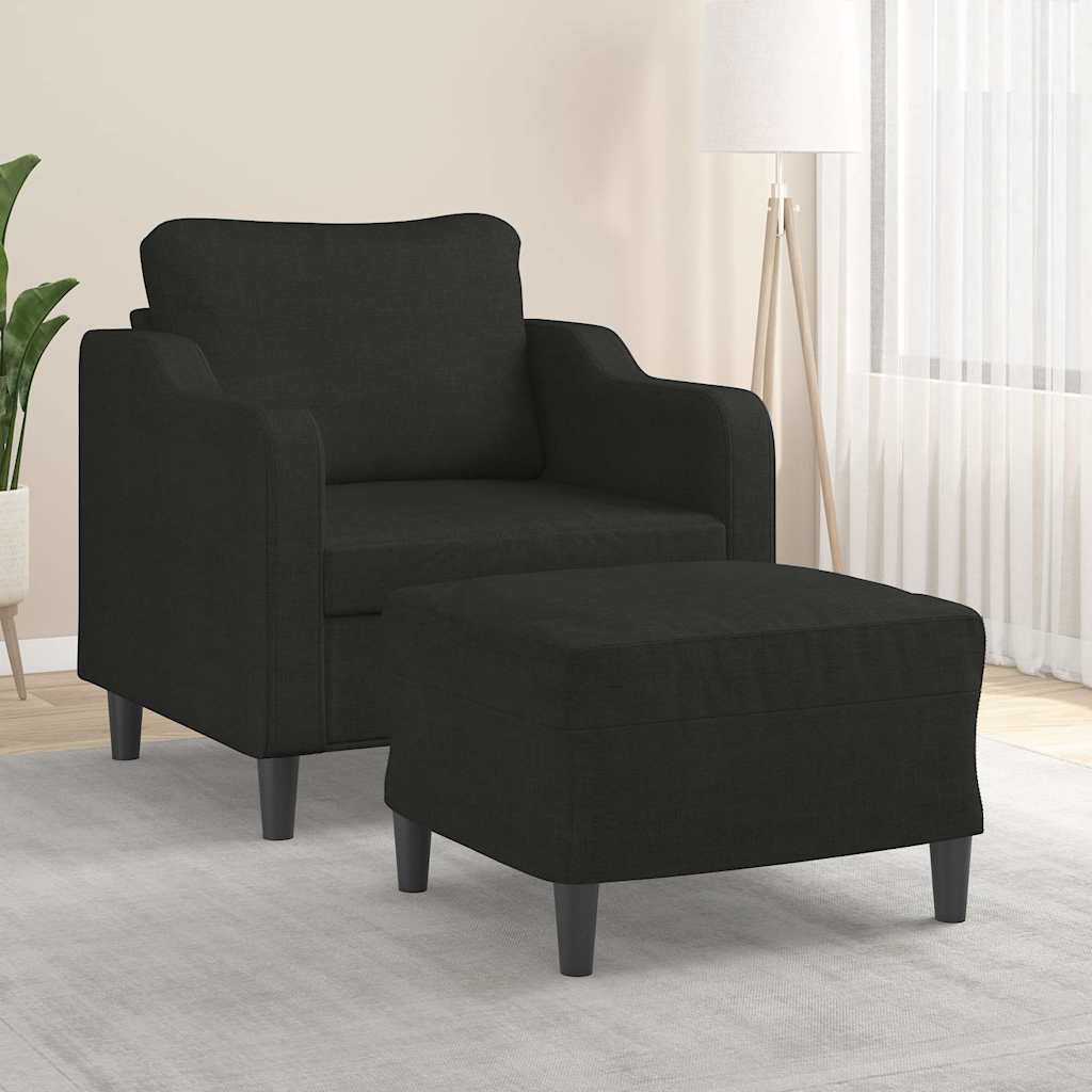 JUNG Vida Sessel mit Hocker Schwarz 60 cm Stoff