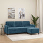 JUNG Vida 3-Sitzer-Sofa mit Hocker Blau 180 cm Samt