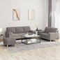 JUNG Vida 3-tlg. Sofagarnitur mit Kissen Taupe Stoff