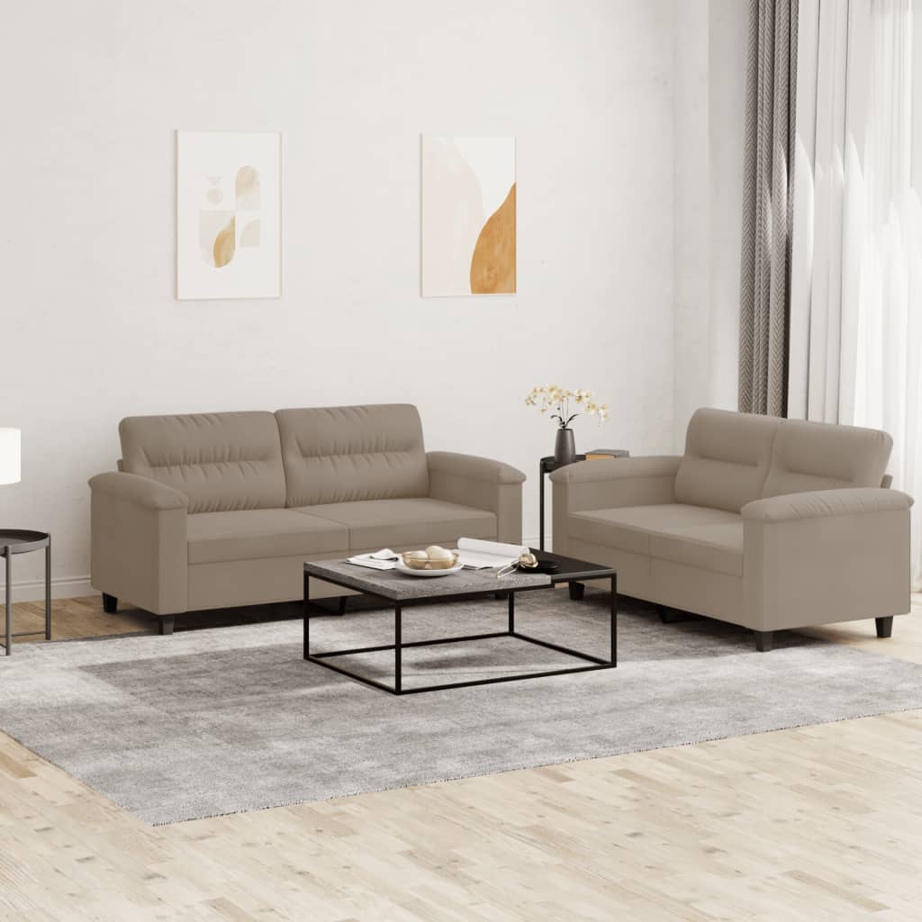JUNG Vida 2-tlg. Sofagarnitur mit Kissen Taupe Mikrofasergewebe