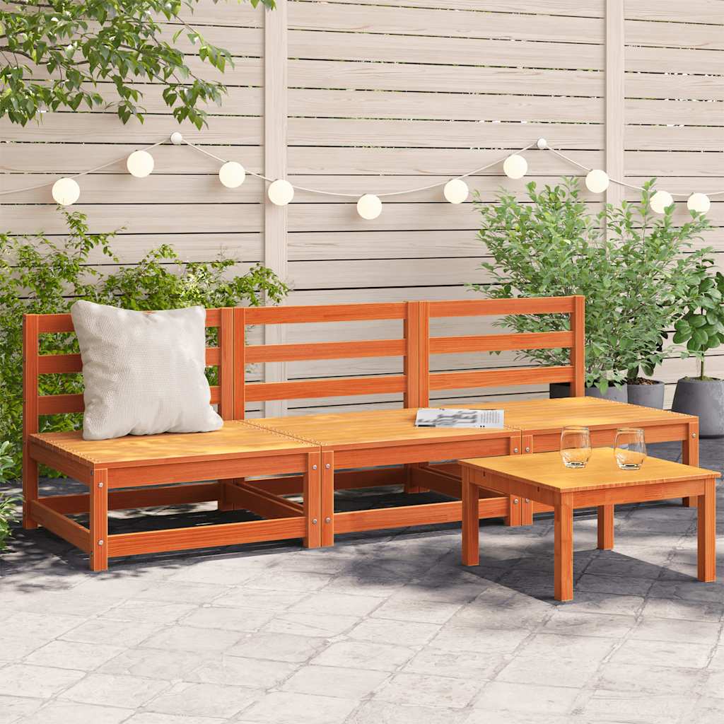 JUNG Vida Gartensofas ohne Armlehnen 3 Stk. Wachsbraun Massivholz Kiefer