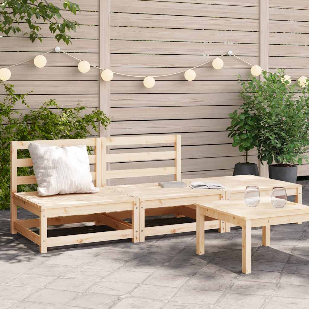 JUNG Vida Gartensofa ohne Armlehnen mit Fußhocker Massivholz Kiefer
