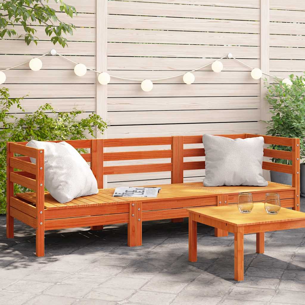 JUNG Vida Gartensofa 3-Sitzer Wachsbraun Massivholz Kiefer