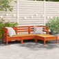 JUNG Vida Gartensofa 3-Sitzer mit Hocker Wachsbraun Massivholz Kiefer
