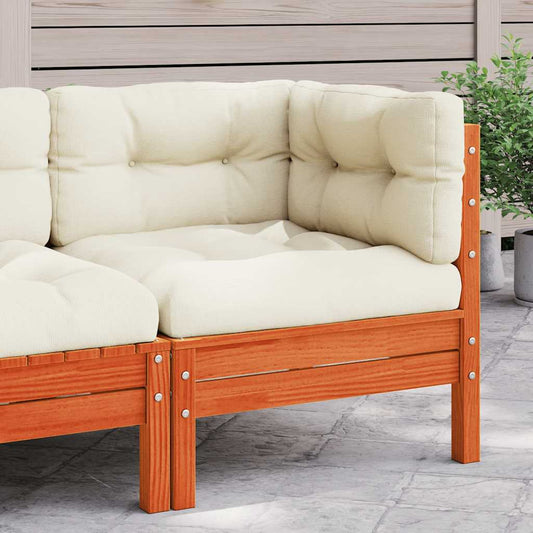 JUNG Vida Garten-Ecksofa mit Kissen Wachsbraun Massivholz Kiefer