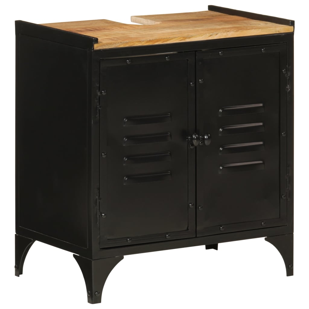 JUNG Vida Waschbeckenunterschrank 55x35x60 cm Eisen und Massivholz Mango