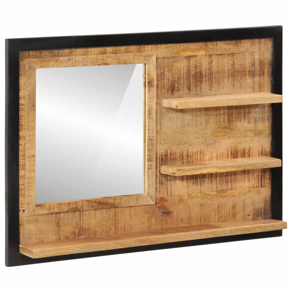 JUNG Vida Spiegel mit Ablagen 80x8x55 cm Glas und Massivholz Mango