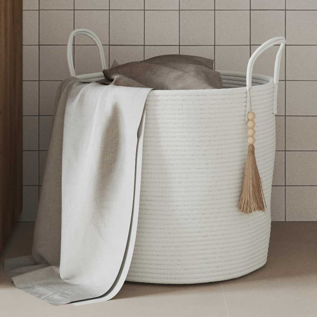 JUNG Vida Aufbewahrungskorb Weiß Ø40x35 cm Baumwolle