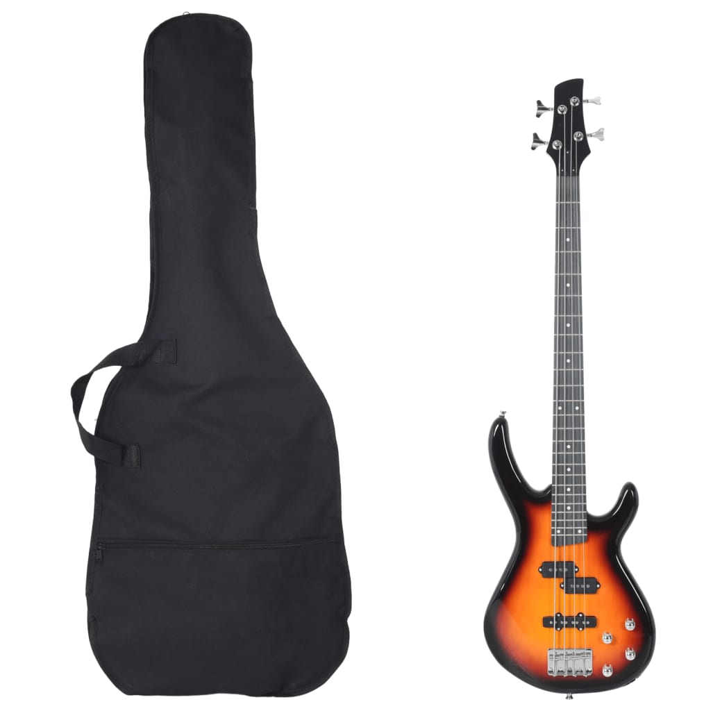 JUNG Vida E-Bass für Anfänger mit Tasche Braun und Schwarz 4/4 46"