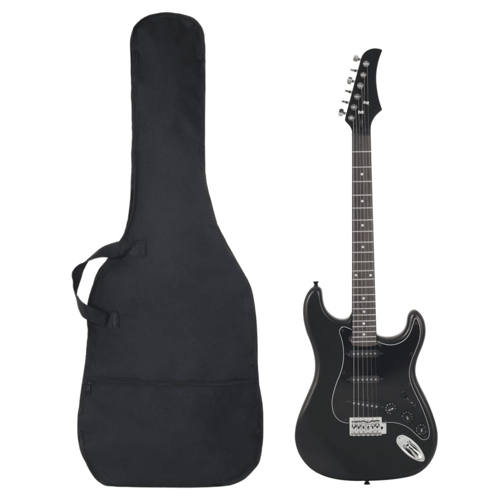 JUNG Vida E-Gitarre für Anfänger mit Tasche Schwarz 4/4 39"