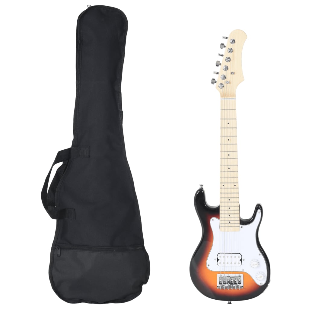 JUNG Vida E-Gitarre für Kinder mit Tasche Braun und Weiß 3/4 30"