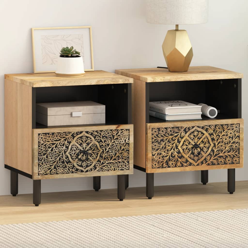 JUNG Vida Nachttische 2 Stk. 40x33x46 cm Massivholz Mango