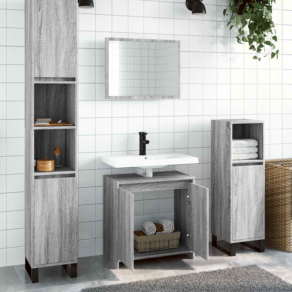 JUNG Vida 2-tlg. Badmöbel-Set Grau Sonoma Holzwerkstoff