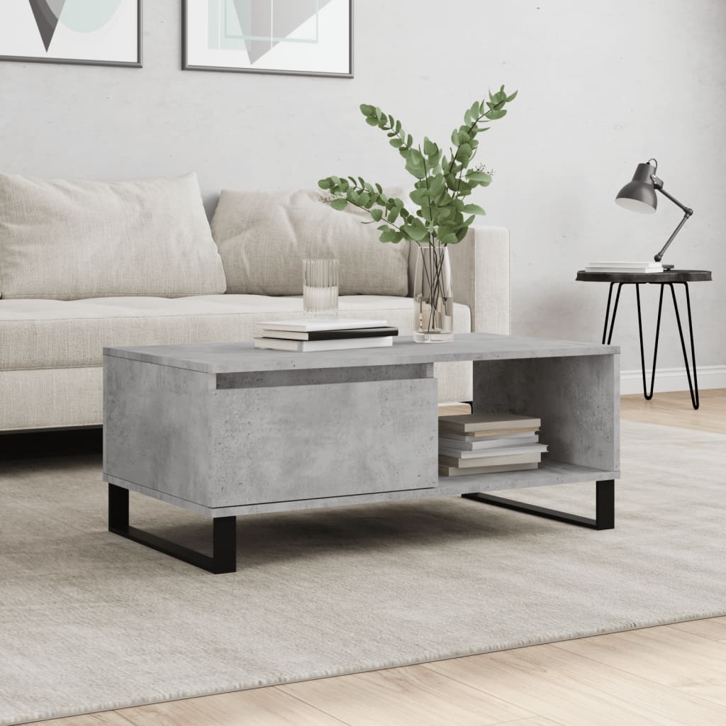 JUNG Vida Couchtisch Betongrau 90x50x36,5 cm Holzwerkstoff