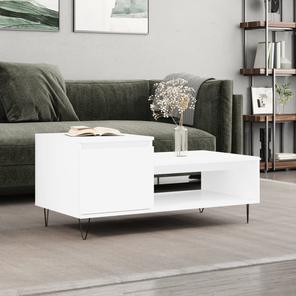 JUNG Vida Couchtisch Weiß 100x50x45 cm Holzwerkstoff