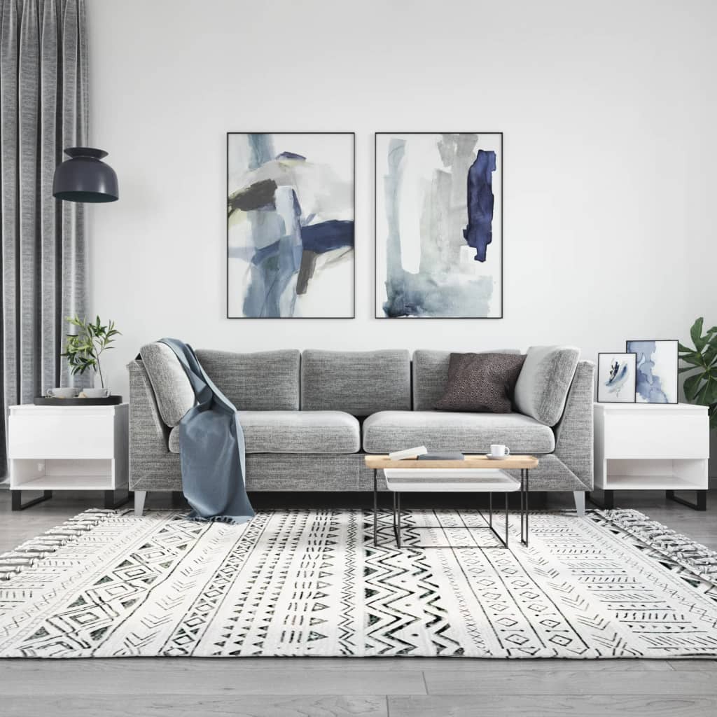 JUNG Vida Couchtische 2 Stk. Hochglanz-Weiß 50x46x50 cm Holzwerkstoff