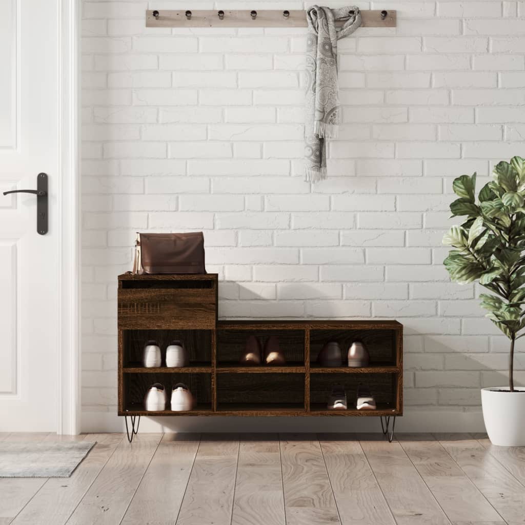 JUNG Vida Schuhregal Braun Eichen-Optik 102x36x60 cm Holzwerkstoff