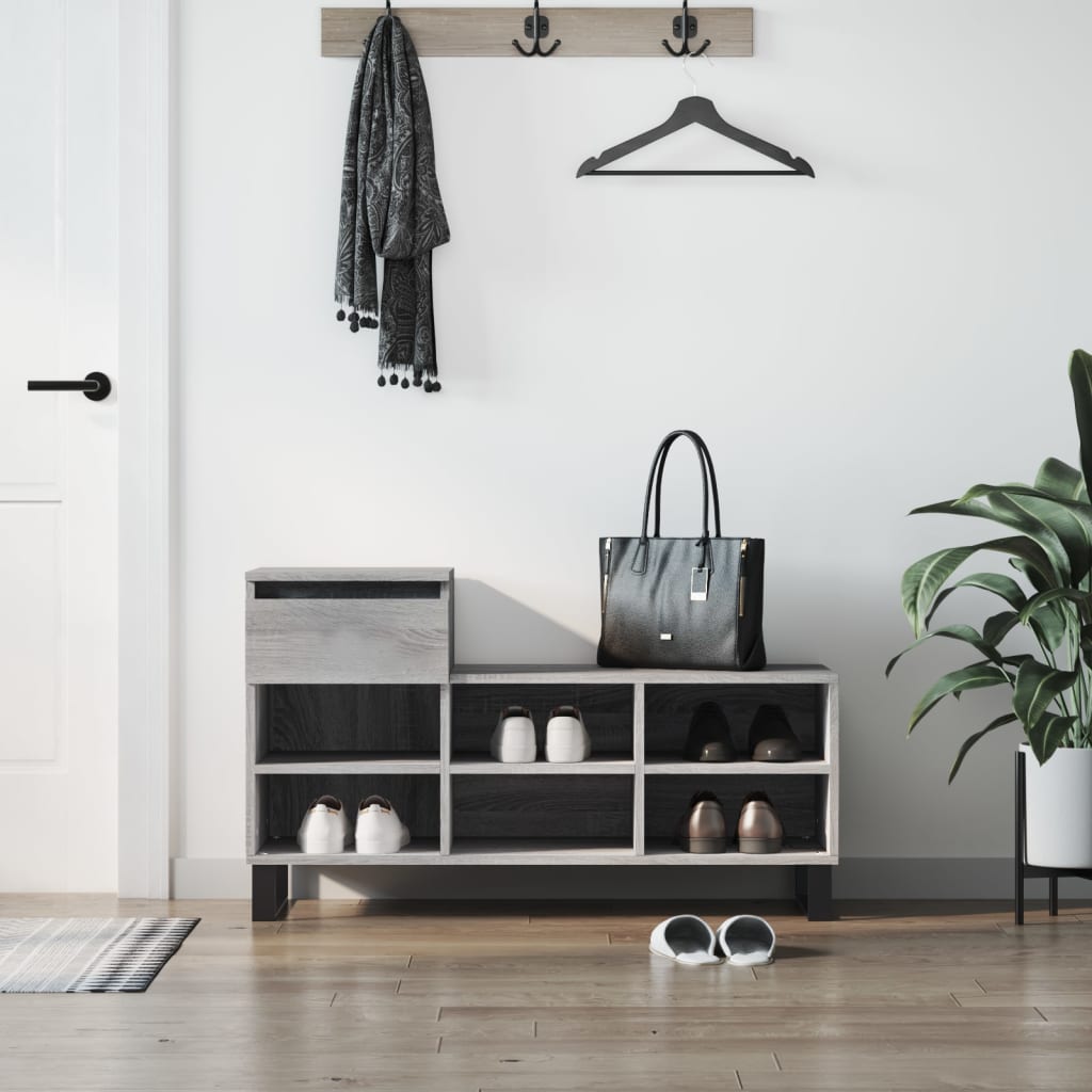 JUNG Vida Schuhregal Grau Sonoma 102x36x60 cm Holzwerkstoff