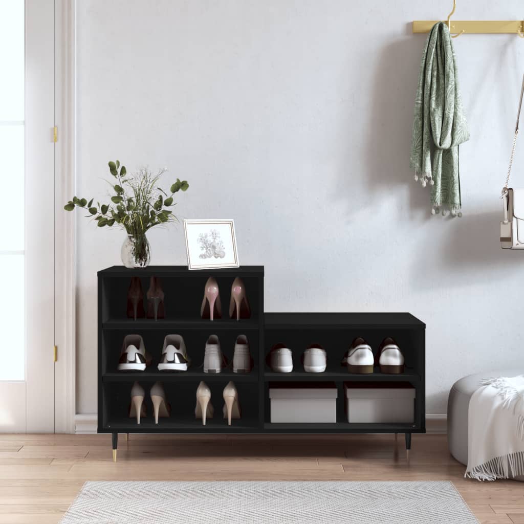JUNG Vida Schuhregal Schwarz 102x36x60 cm Holzwerkstoff