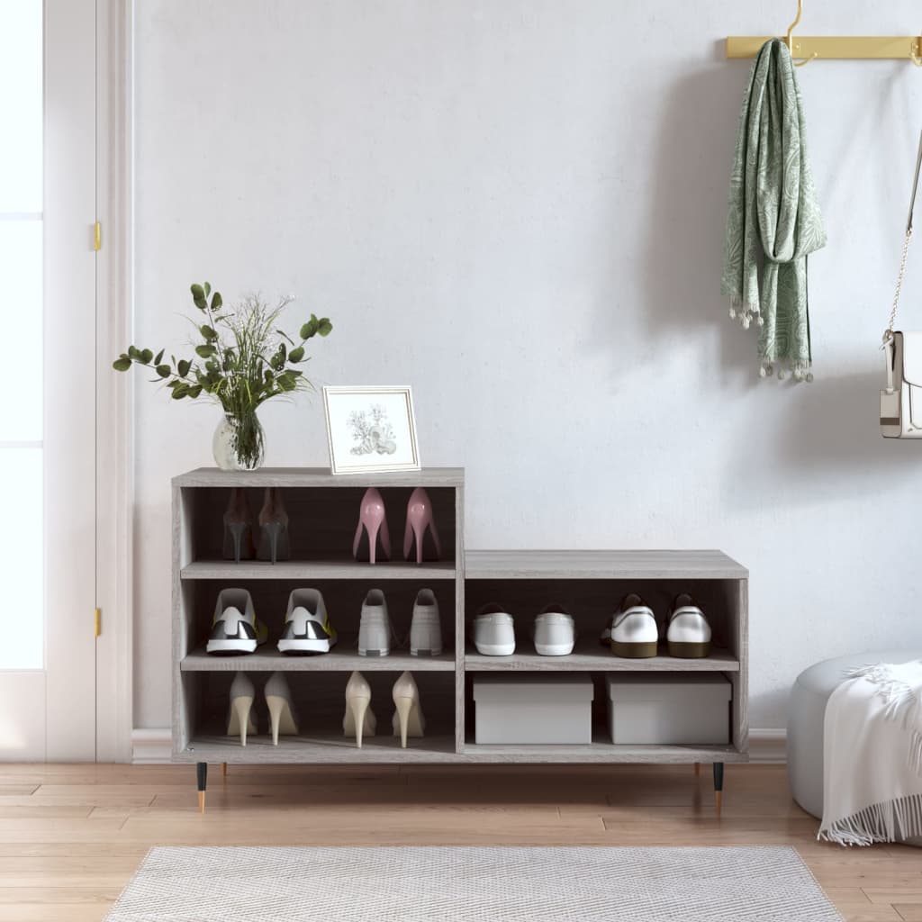 JUNG Vida Schuhregal Grau Sonoma 102x36x60 cm Holzwerkstoff