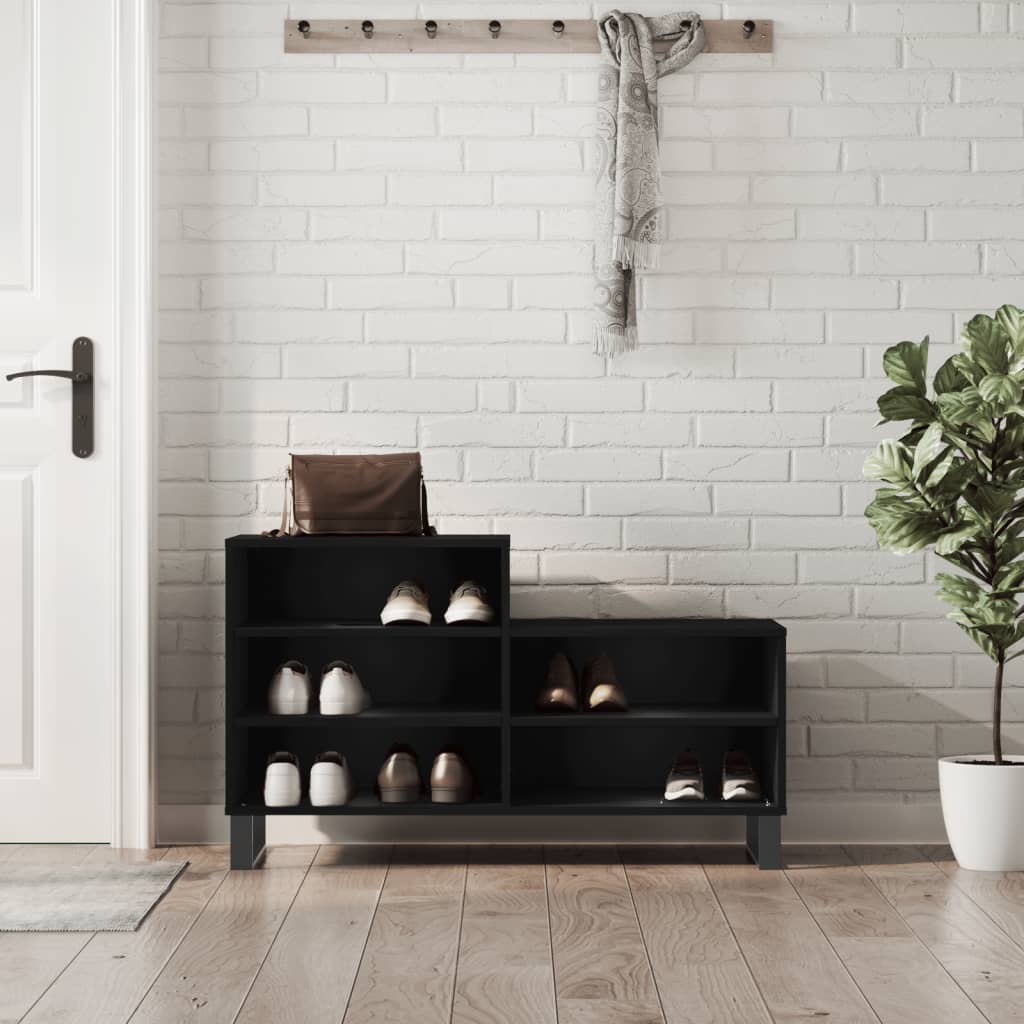 JUNG Vida Schuhregal Schwarz 102x36x60 cm Holzwerkstoff
