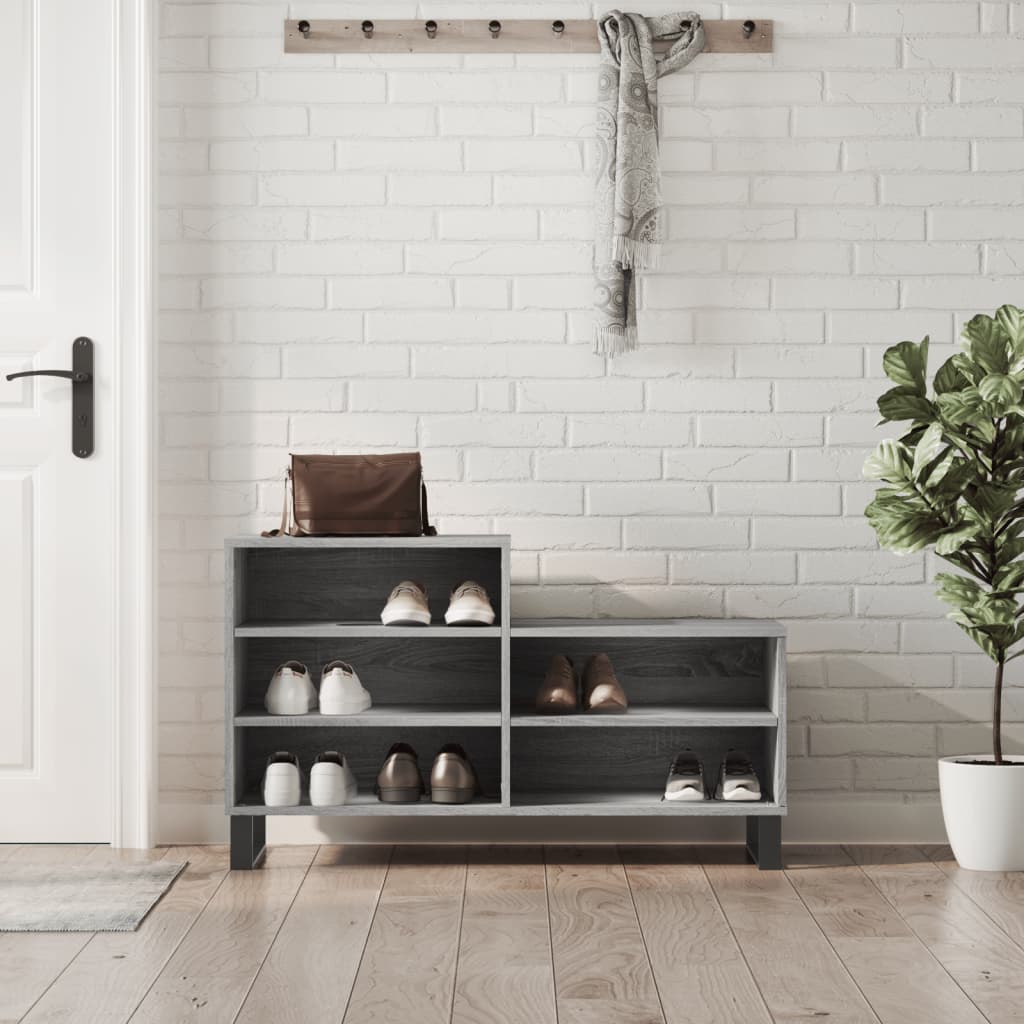 JUNG Vida Schuhregal Grau Sonoma 102x36x60 cm Holzwerkstoff